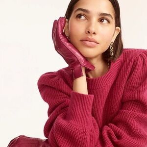 J. Crew Vibrant Fuschia Pink Leather Gloves